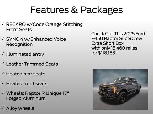 Used 2025 Ford F150 Raptor w/ Equipment Group 803A Raptor R AWD/4WD image 8