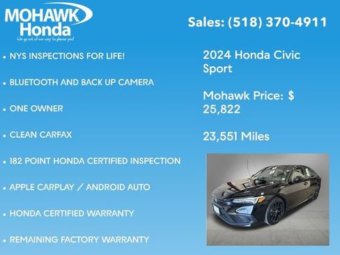 Certified 2024 Honda Civic Sport image 8