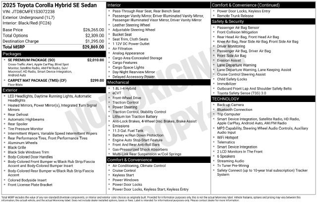 Used 2025 Toyota Corolla SE w/ SE Premium Package FWD image 31