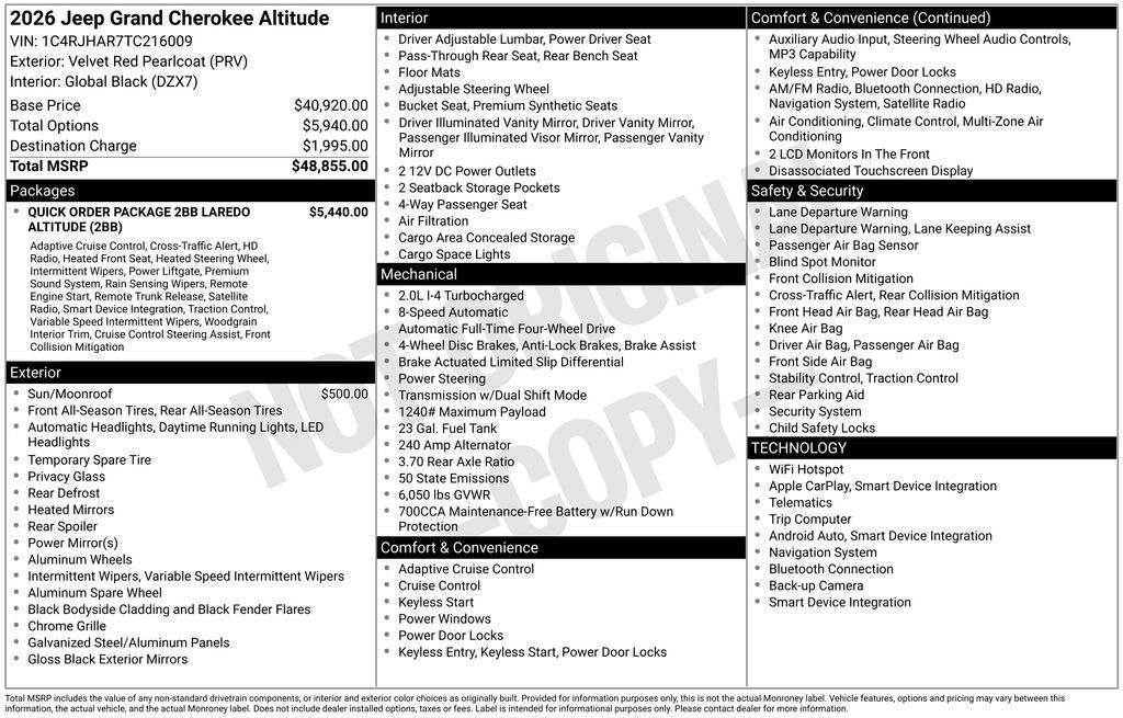 New 2026 Jeep Grand Cherokee Altitude AWD/4WD image 6