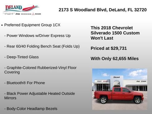 Used 2018 Chevrolet Silverado 1500 Custom w/ Custom Value Package AWD/4WD image 8