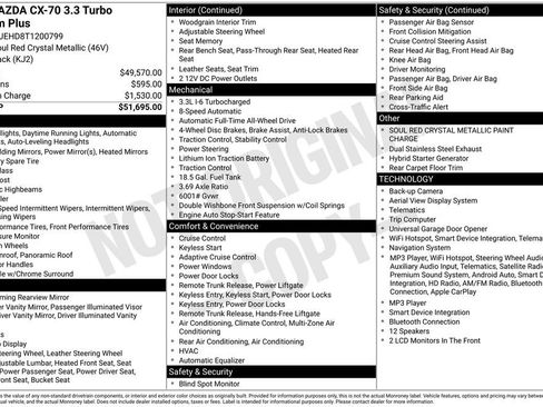 Certified 2026 MAZDA CX-70 3.3 Turbo w/ Premium Plus Pkg AWD/4WD image 42