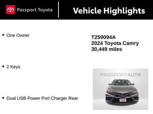 Certified 2024 Toyota Camry SE w/ Cold Weather Package FWD image 16