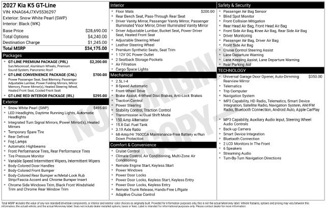 New 2027 Kia K5 GT-Line w/ GT-Line Premium Package FWD image 4