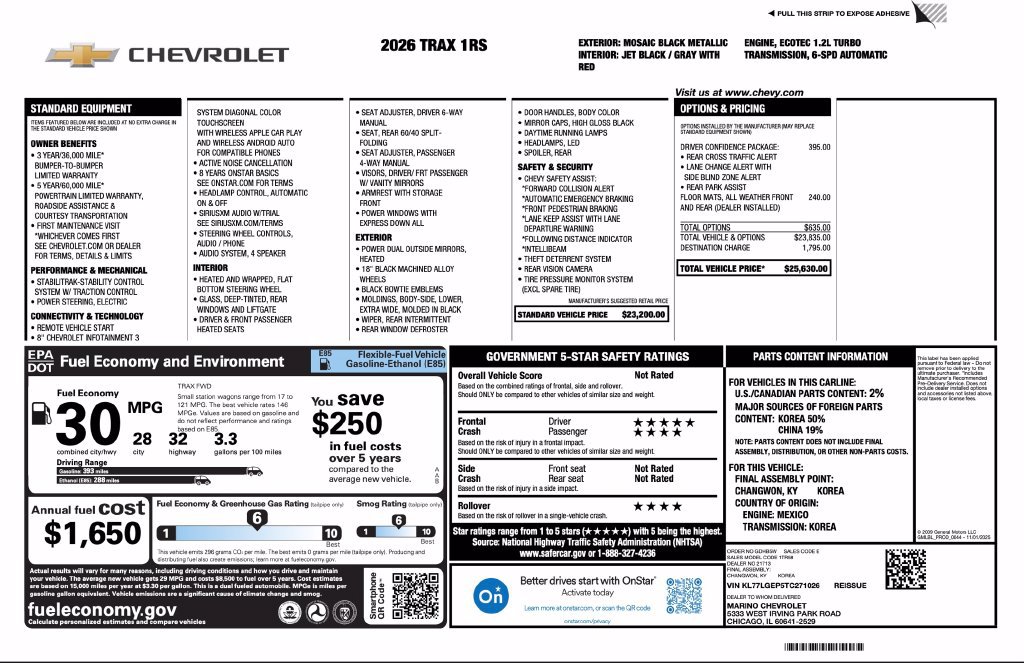 New 2026 Chevrolet Trax RS w/ Driver Confidence Package FWD image 2