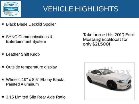 Certified 2019 Ford Mustang Coupe w/ Black Accent Package image 35
