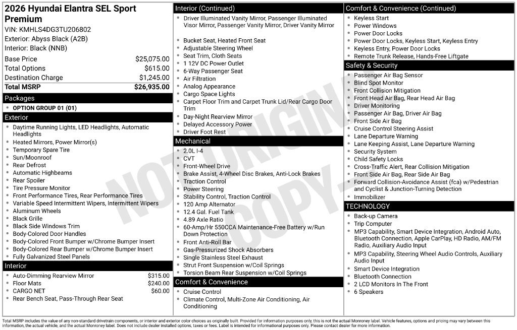 Used 2026 Hyundai Elantra SEL Sport Premium FWD image 5