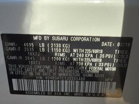 Used 2018 Subaru Outback 2.5i Touring w/ Protection Package #1 image 33