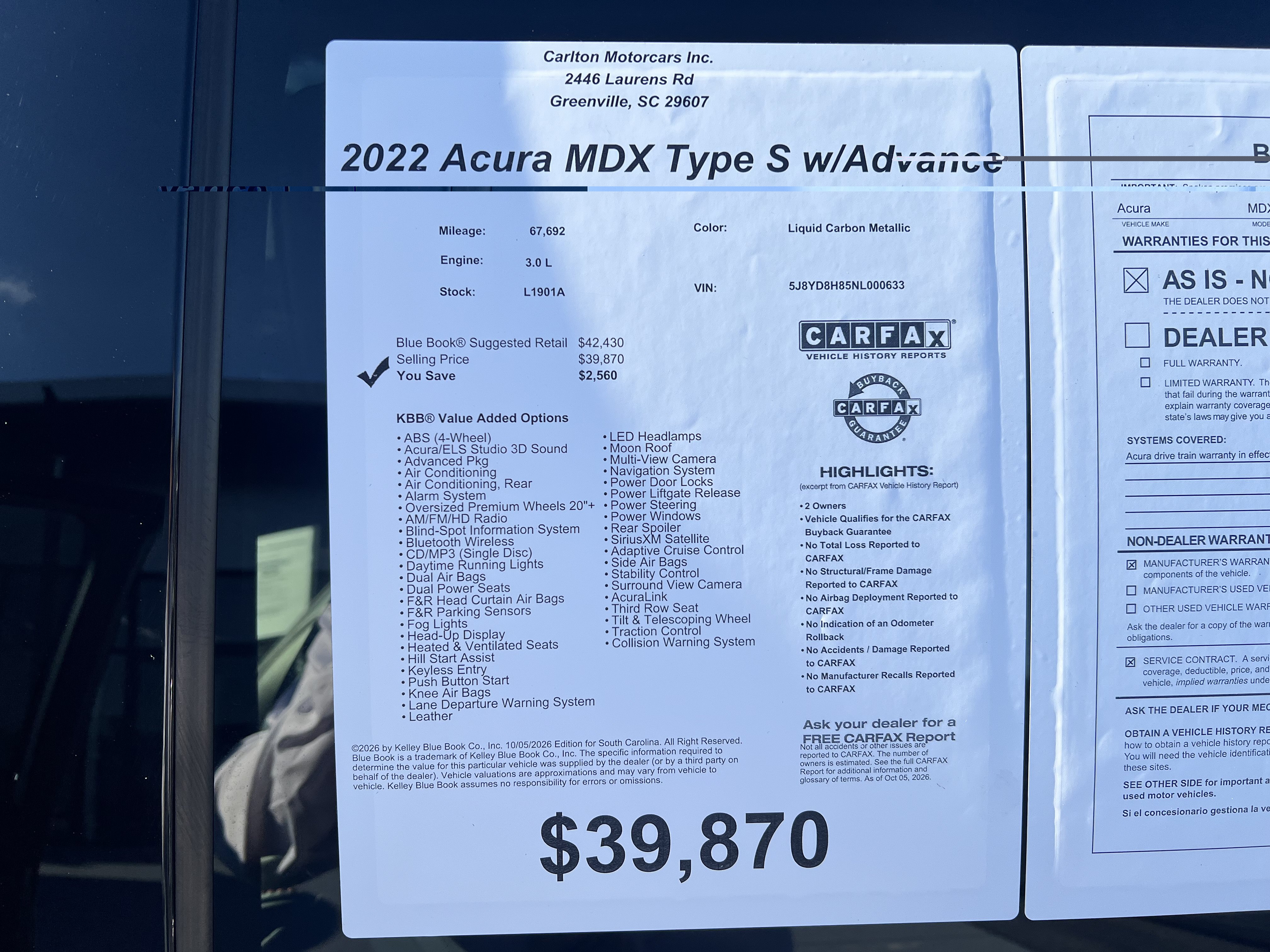 Used 2022 Acura MDX Type S w/ Advance Package AWD/4WD image 45