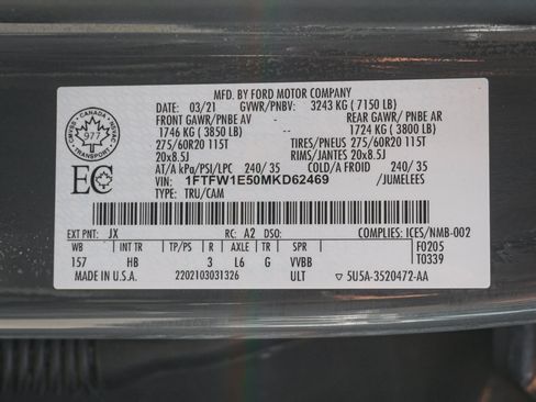 Used 2021 Ford F150 Lariat w/ Equipment Group 502A High AWD/4WD image 37