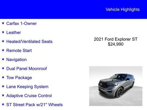 Certified 2021 Ford Explorer ST w/ Equipment Group 401A image 2