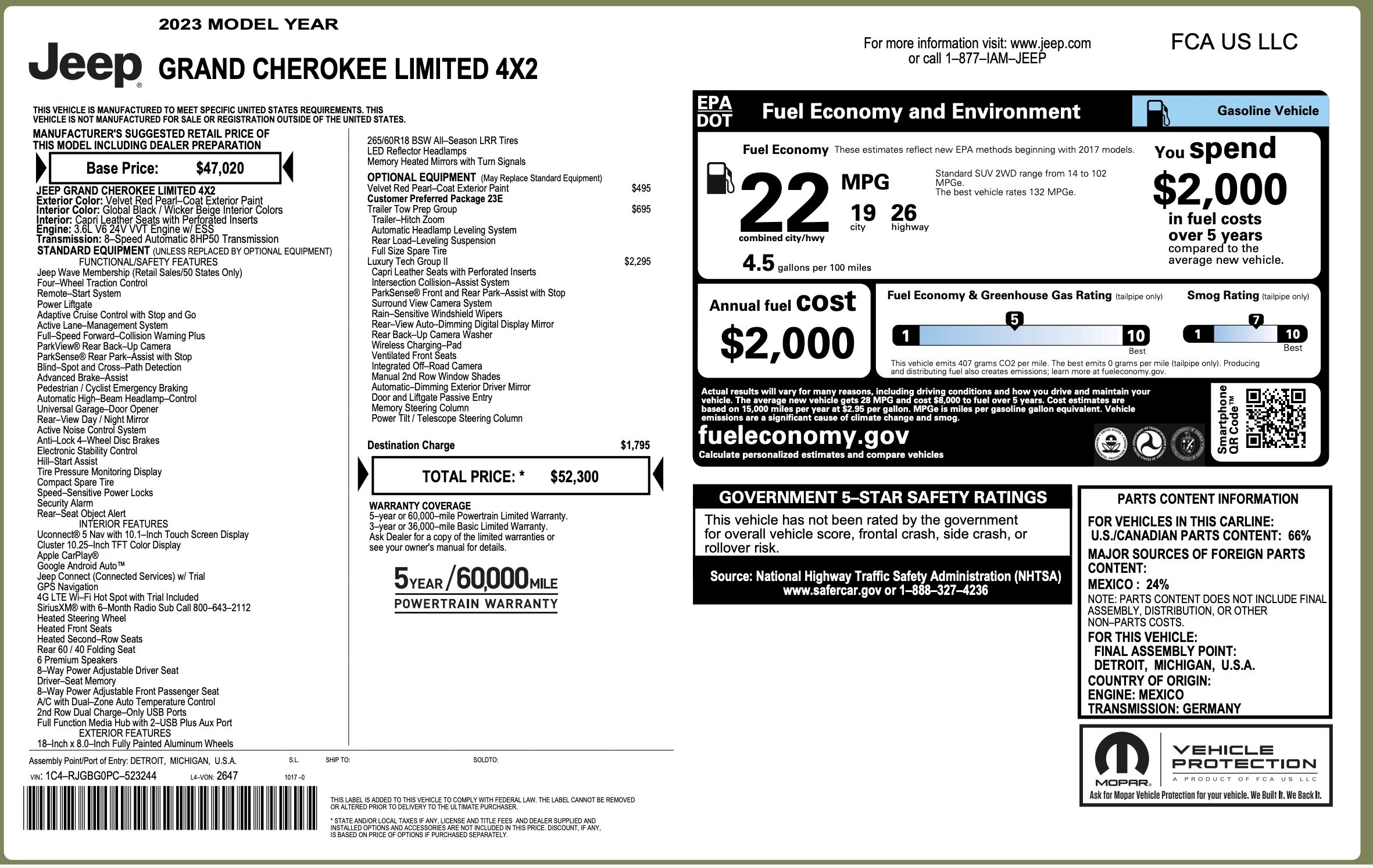 Used 2023 Jeep Grand Cherokee Limited w/ Luxury Tech Group II RWD image 5