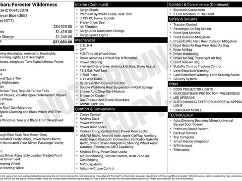 Certified 2024 Subaru Forester Wilderness AWD/4WD image 35