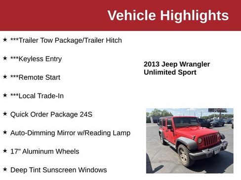 Used 2013 Jeep Wrangler Unlimited Sport AWD/4WD image 10