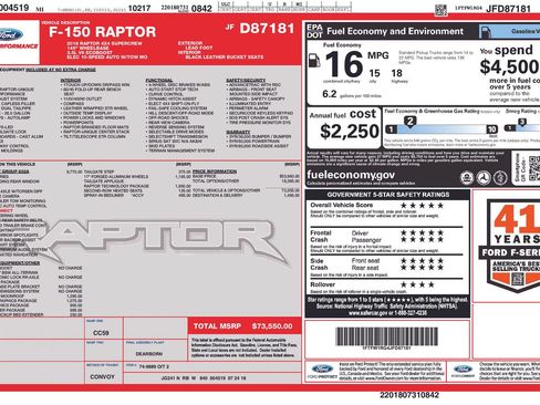 Used 2018 Ford F150 Raptor w/ Equipment Group 802A Luxury AWD/4WD image 4