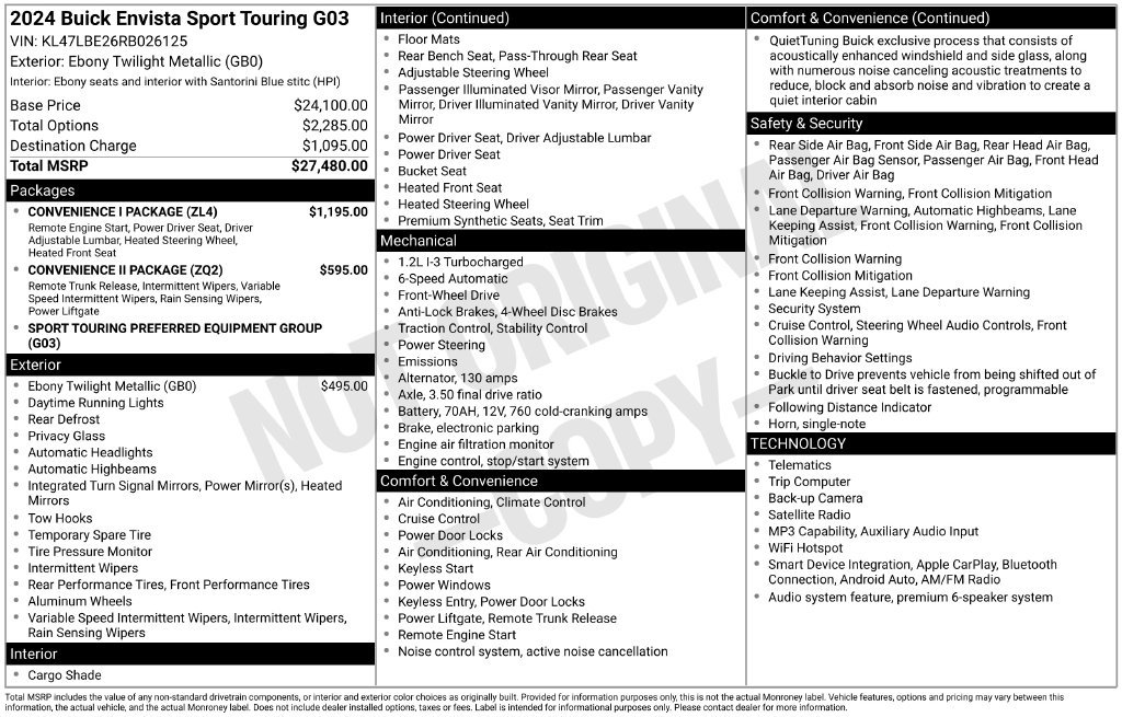 Used 2024 Buick Envista Sport Touring w/ Convenience I Package FWD image 38