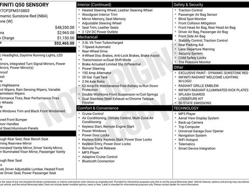 Certified 2023 INFINITI Q50 Sensory image 33