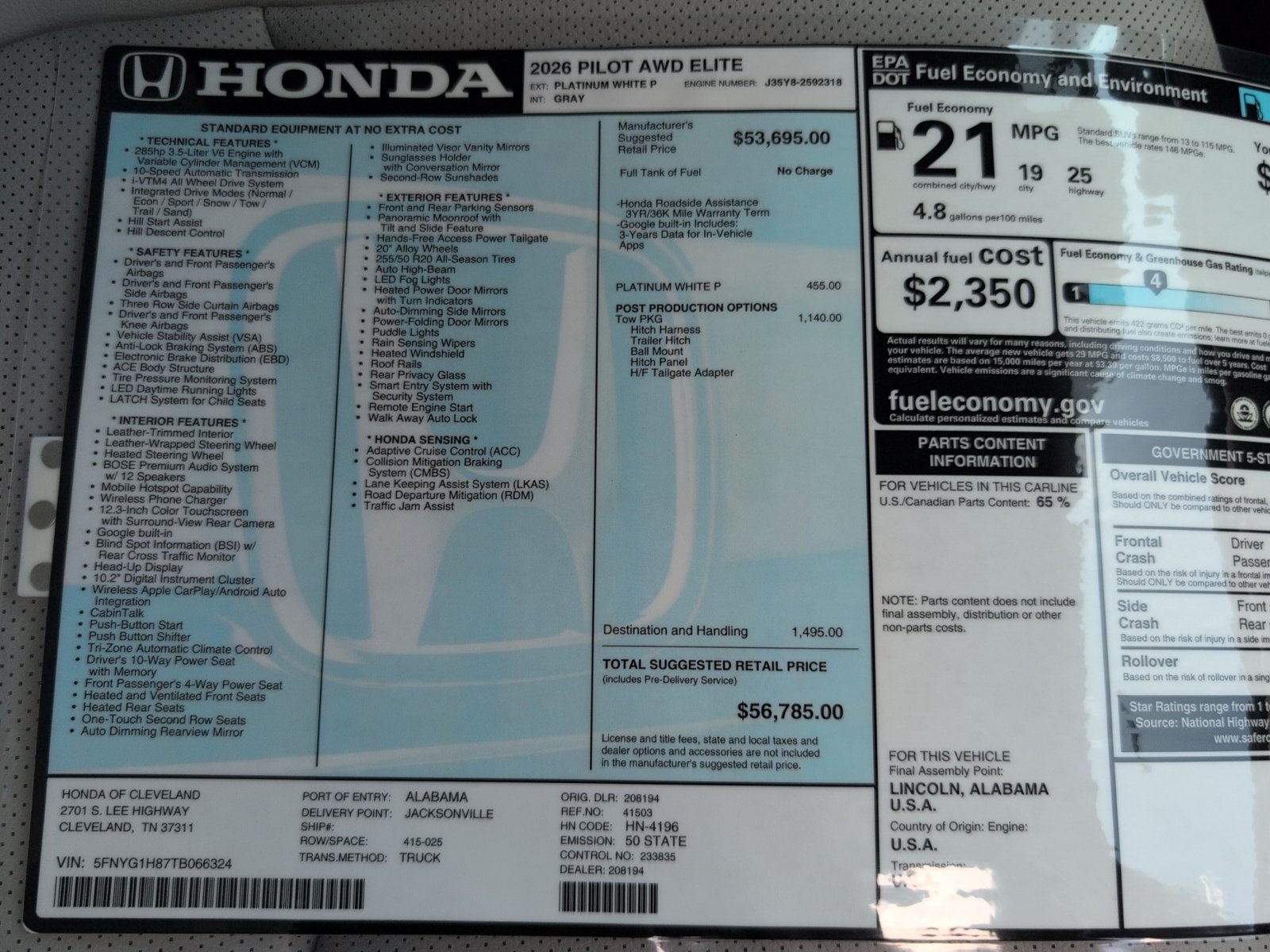 New 2026 Honda Pilot Elite image 16