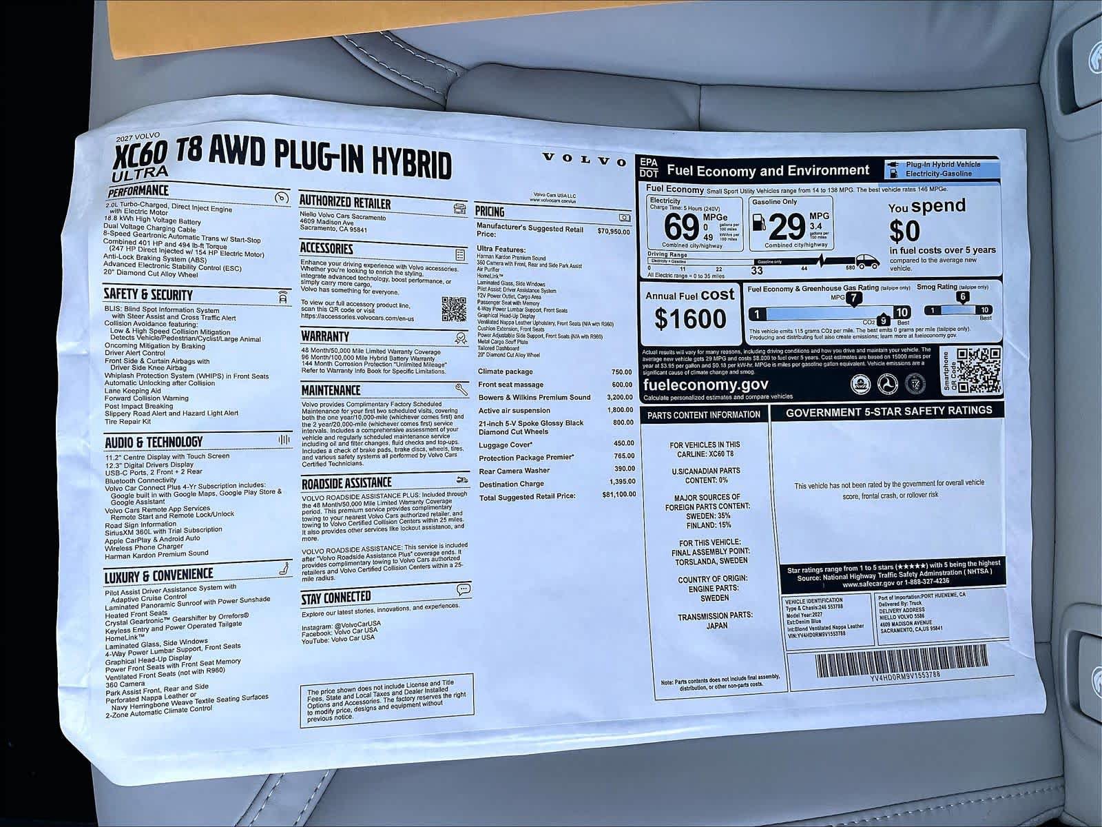 New 2027 Volvo XC60 T8 Ultra AWD/4WD image 36