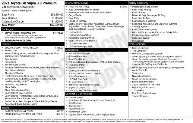 Certified 2021 Toyota Supra Premium w/ Driver Assist Package RWD image 33