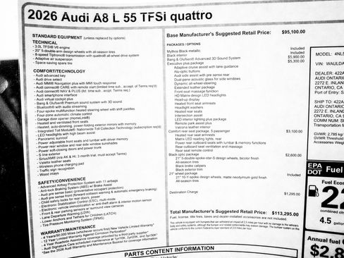 New 2026 Audi A8 L 3.0T AWD/4WD image 35