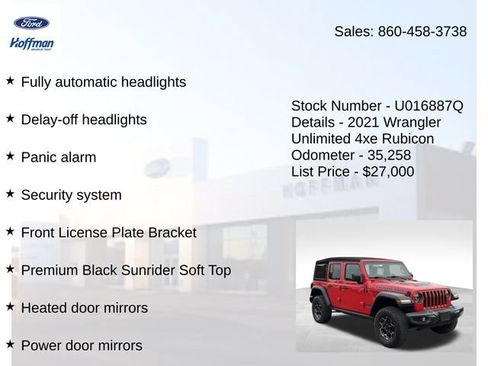 Used 2021 Jeep Wrangler Unlimited Rubicon 4xe w/ Cold Weather Group AWD/4WD image 30
