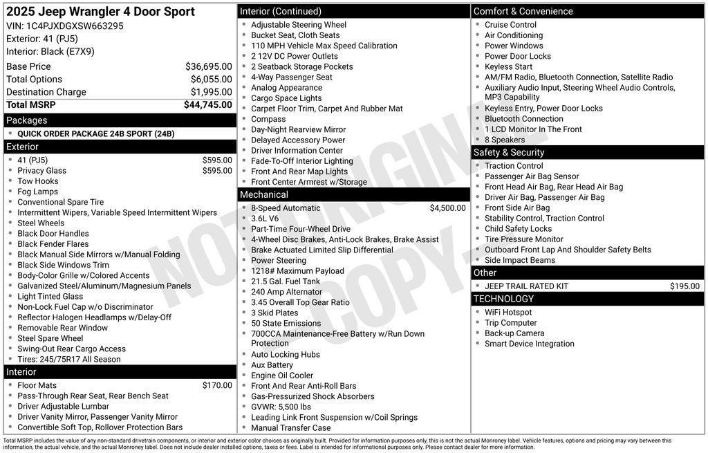Used 2025 Jeep Wrangler Unlimited Sport AWD/4WD image 8