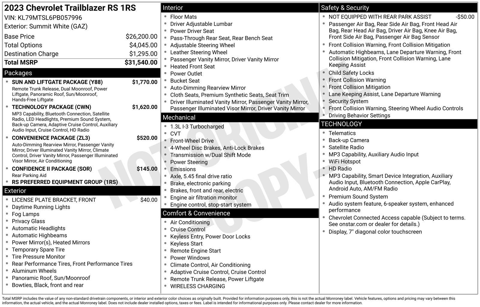 Used 2023 Chevrolet TrailBlazer RS w/ Sun and Liftgate Package FWD image 15