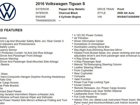 Used 2016 Volkswagen Tiguan S FWD image 22