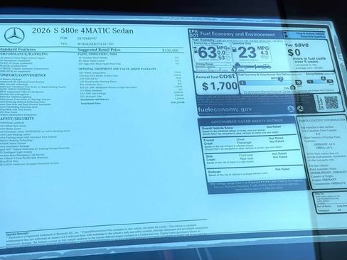 New 2026 Mercedes-Benz S 580e 4MATIC Sedan image 30