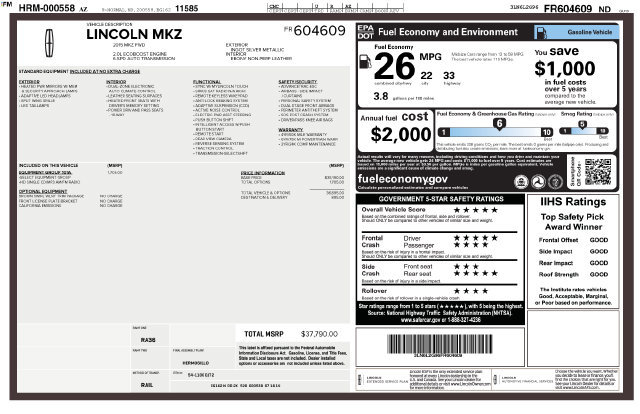 Used 2015 Lincoln MKZ w/ Equipment Group 101A Select FWD image 29