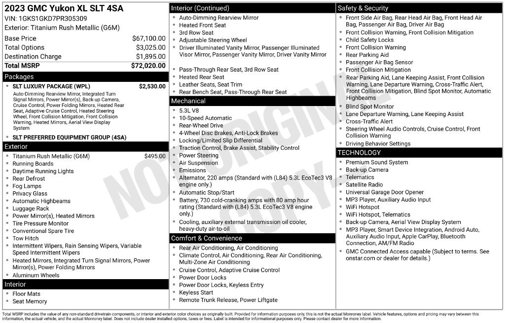 Used 2023 GMC Yukon XL SLT w/ SLT Luxury Package RWD image 3