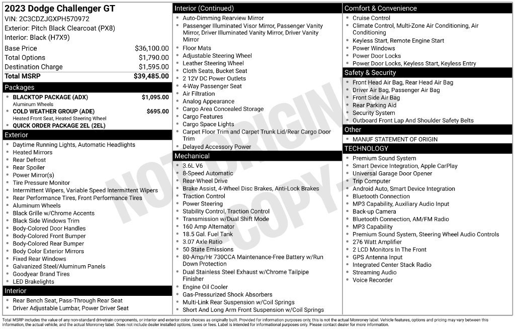 Certified 2023 Dodge Challenger GT w/ Blacktop Package RWD image 2