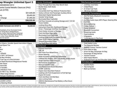 Used 2019 Jeep Wrangler Unlimited Sport S AWD/4WD image 3