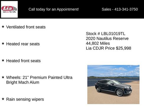 Used 2020 Lincoln Nautilus Reserve w/ Equipment Group 202A AWD/4WD image 31