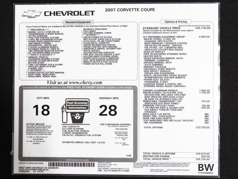 Used 2007 Chevrolet Corvette Coupe w/ Preferred Equipment Group RWD image 36