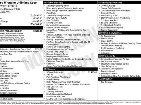 Used 2017 Jeep Wrangler Unlimited Sport w/ Quick Order Package 24S AWD/4WD image 31