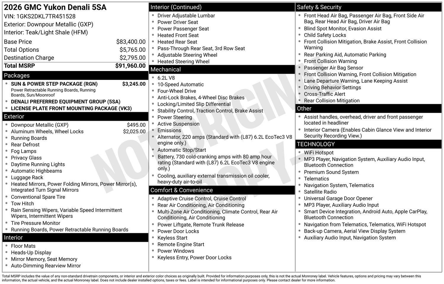 New 2026 GMC Yukon Denali w/ Sun & Power Step Package AWD/4WD image 15