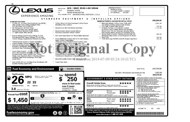 Used 2019 Lexus ES 350 w/ Premium Package FWD image 3