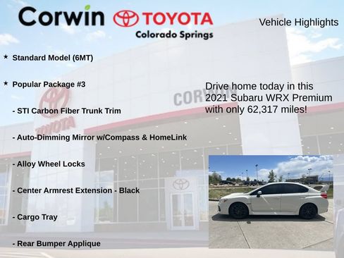 Used 2021 Subaru WRX Premium w/ Popular Package #3 AWD/4WD image 6