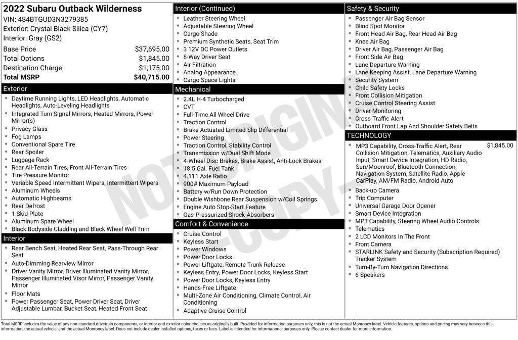 Used 2022 Subaru Outback Wilderness AWD/4WD image 2