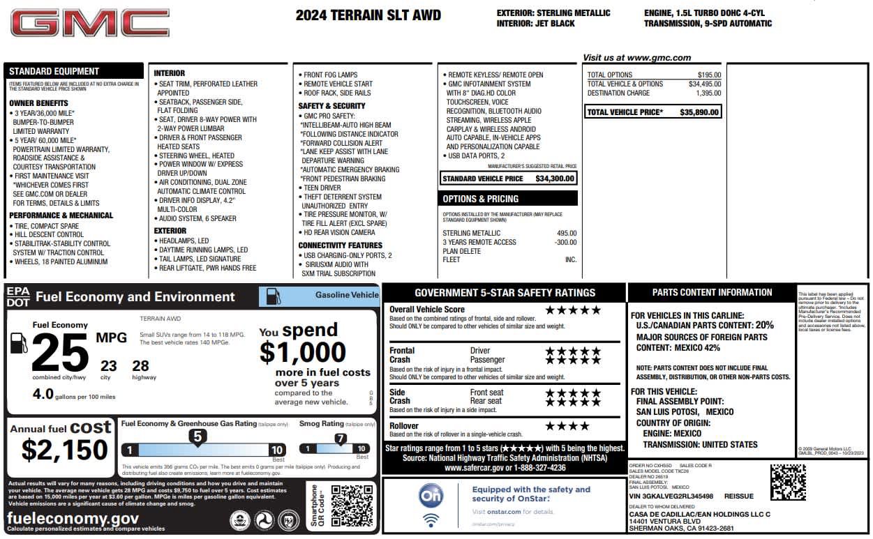 Used 2024 GMC Terrain SLT AWD/4WD image 28