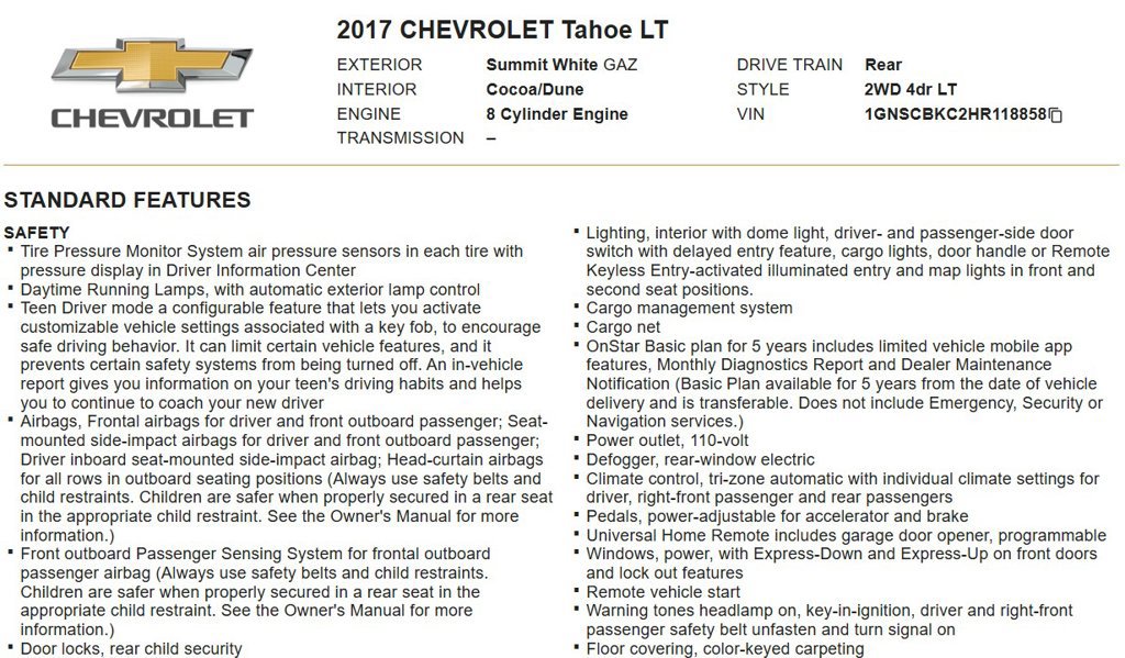 Used 2017 Chevrolet Tahoe LT RWD image 17