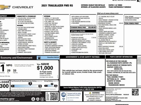 Used 2021 Chevrolet TrailBlazer RS w/ Technology Package image 2