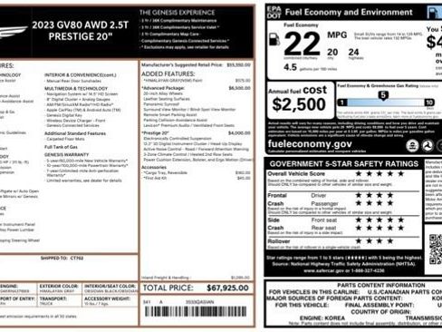 Used 2023 Genesis GV80 2.5T w/ Prestige 20" Package image 27