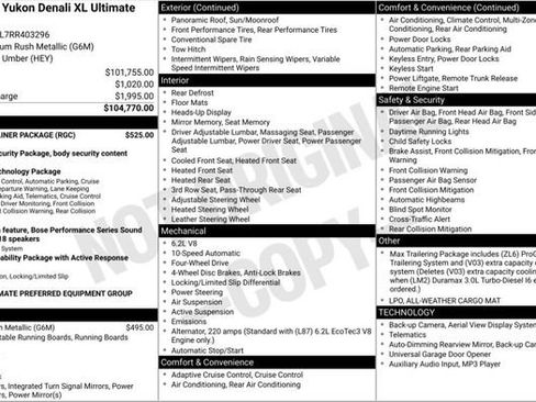 Used 2024 GMC Yukon XL Denali Ultimate w/ LPO, Floor Liner Package AWD/4WD image 11