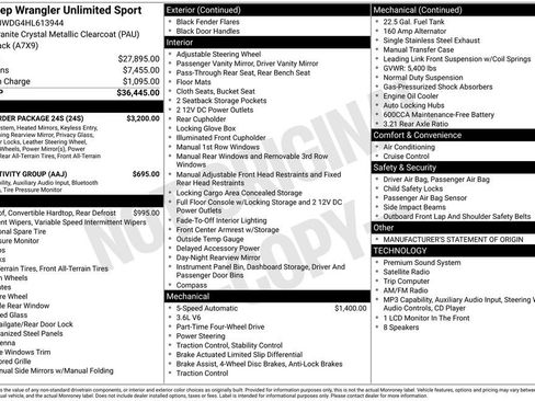 Used 2017 Jeep Wrangler Unlimited Sport w/ Quick Order Package 24S AWD/4WD image 60