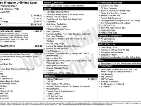 Used 2016 Jeep Wrangler Unlimited Sport w/ Quick Order Package 24S AWD/4WD image 24
