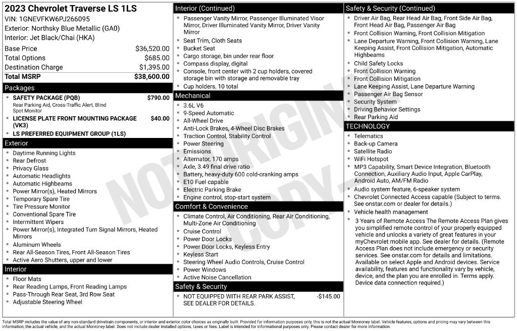 Used 2023 Chevrolet Traverse LS w/ Safety Package AWD/4WD image 5