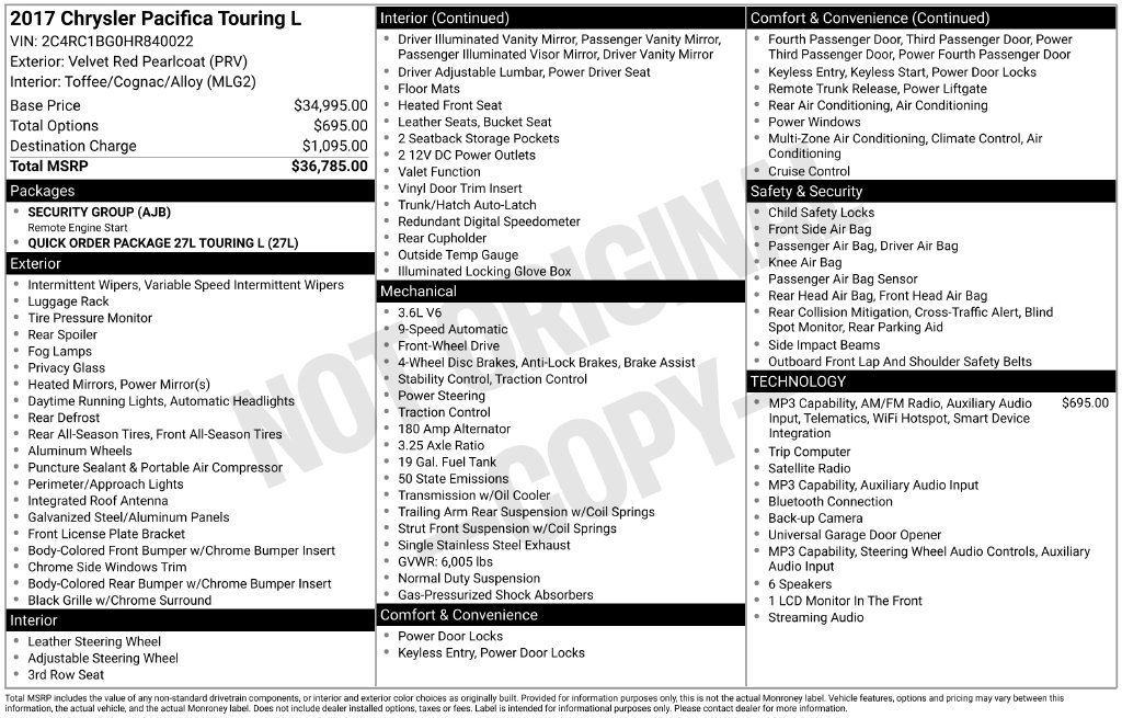 Used 2017 Chrysler Pacifica Touring-L FWD image 17